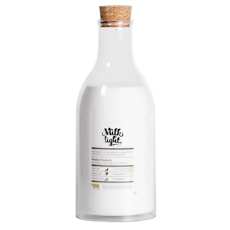 Milk Bottle Sleep Creative Atmosphere Charging With Message Bedside Decoration Small Night Lamp Portable Home Use