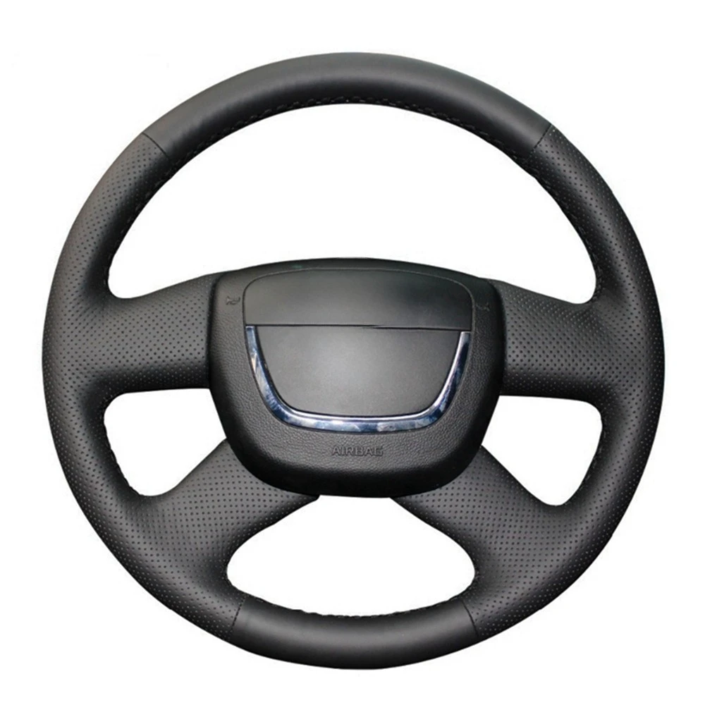 DIY czarny miękka sztuczna skóra osłona na kierownicę do samochodu dla Skoda Octavia Superb 2012 Fabia Skoda Octavia a5 2012 — zdjęcie 2