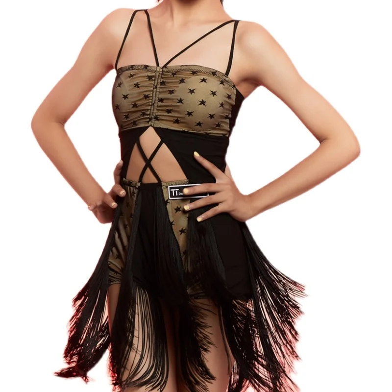 2025 Latin Dance Dress For Girls Sleeveless Tassels Dress Samba Chacha Tango Dance Kids Performance Stage Dress Wear DN22425