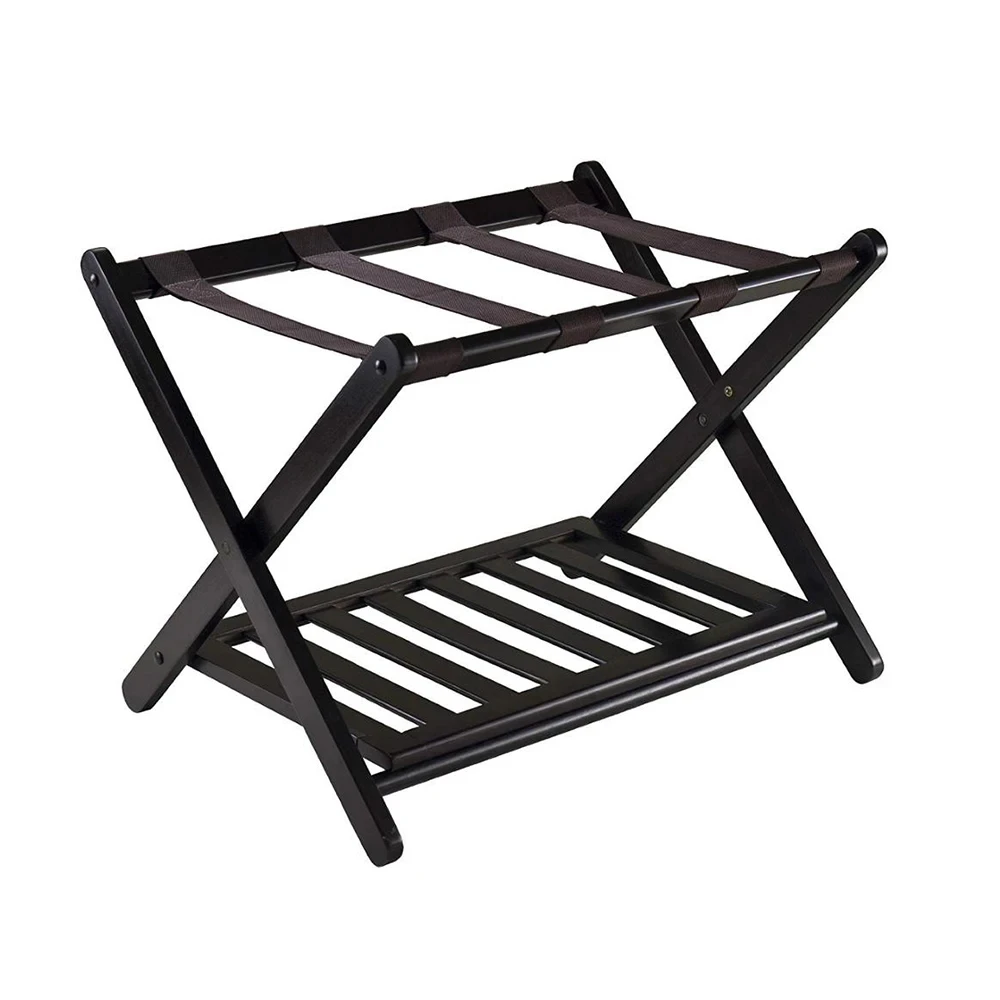 

Double Layered Luggage and Shoe Racks in Bedrooms Guest Rooms Foldable Space Saving Laundry Storage and Load-bearing Capacity