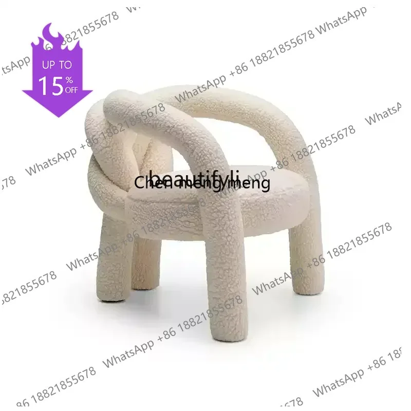 03 ss Nordic Cream Wind Leisure Chair Living Room Model Room Shaped Lamb Fleece Fabric Sofa Chair Bedroom Dressing Chair