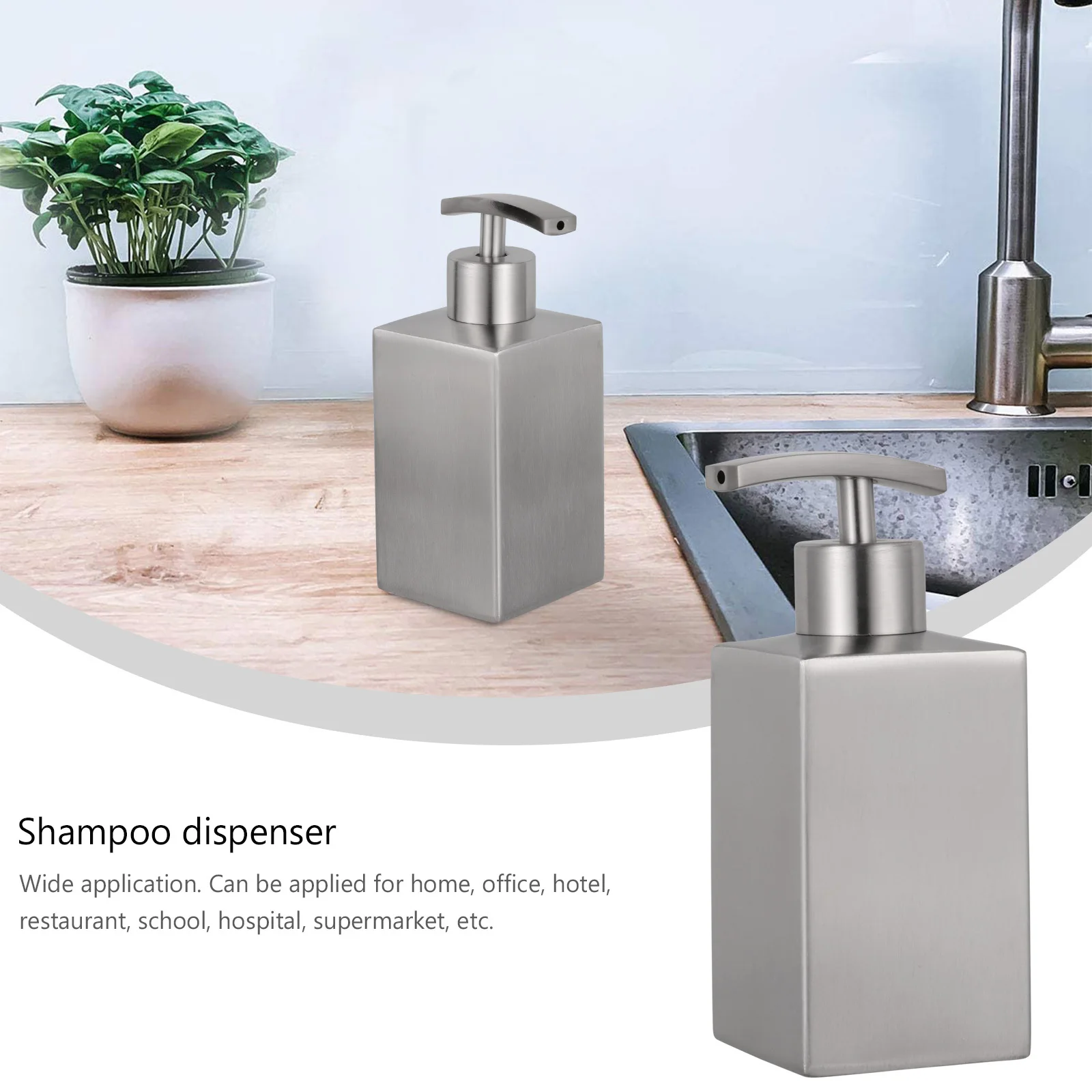 

358Ml Stainless Steel Soap Dispenser Bottle For Hand Lotion Shampoo Liquid Countertop Refillable Bathroom Kitchen Hotel Use