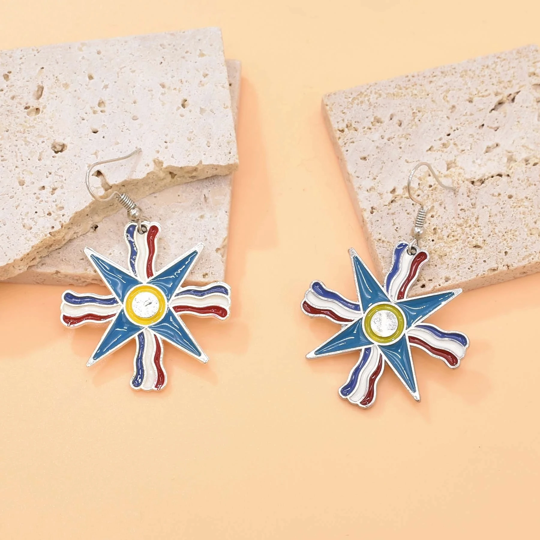 European and American fashion, flag star earrings, perforated earrings, suitable for women, independent personality