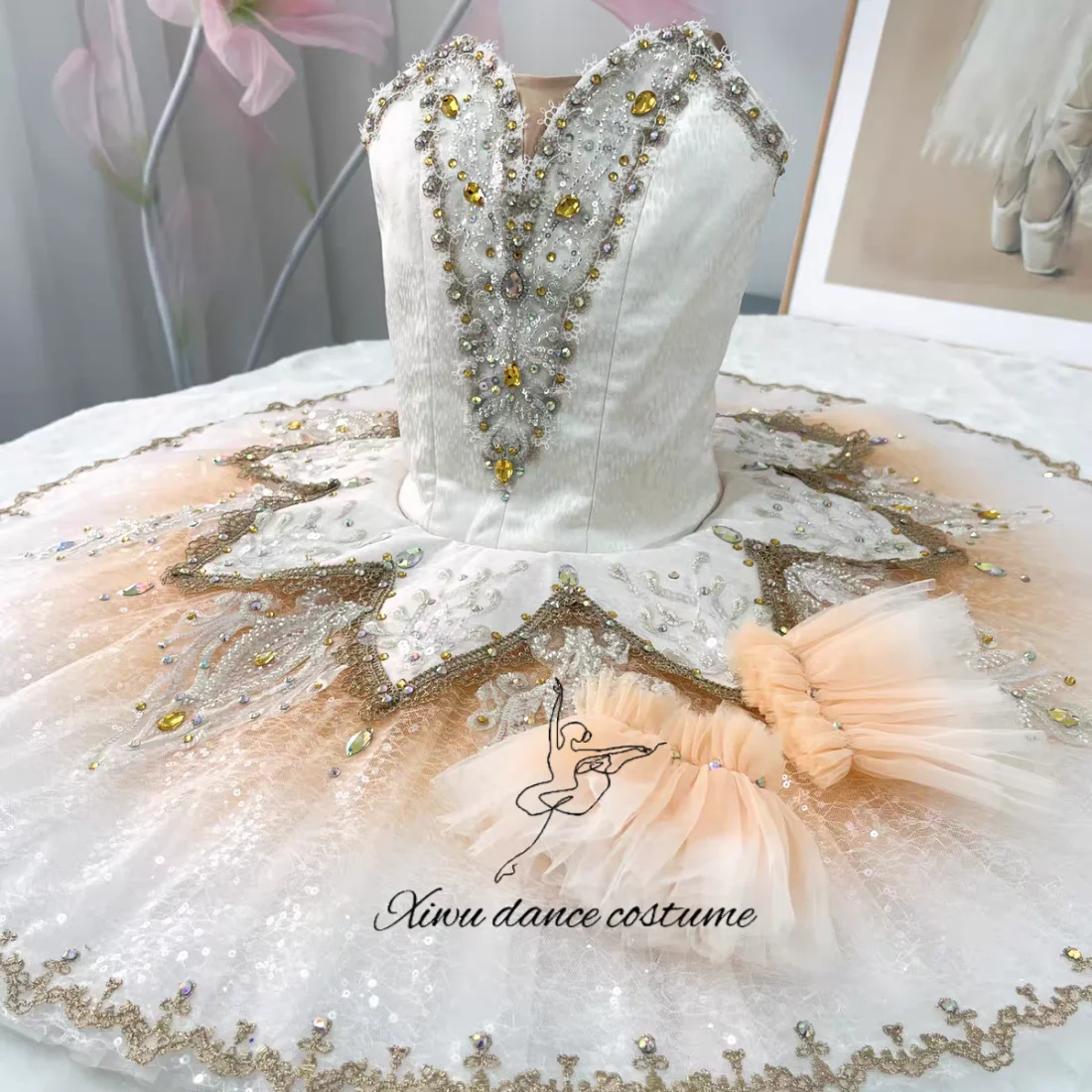   라인스톤 장식 튤 댄스 튜튜