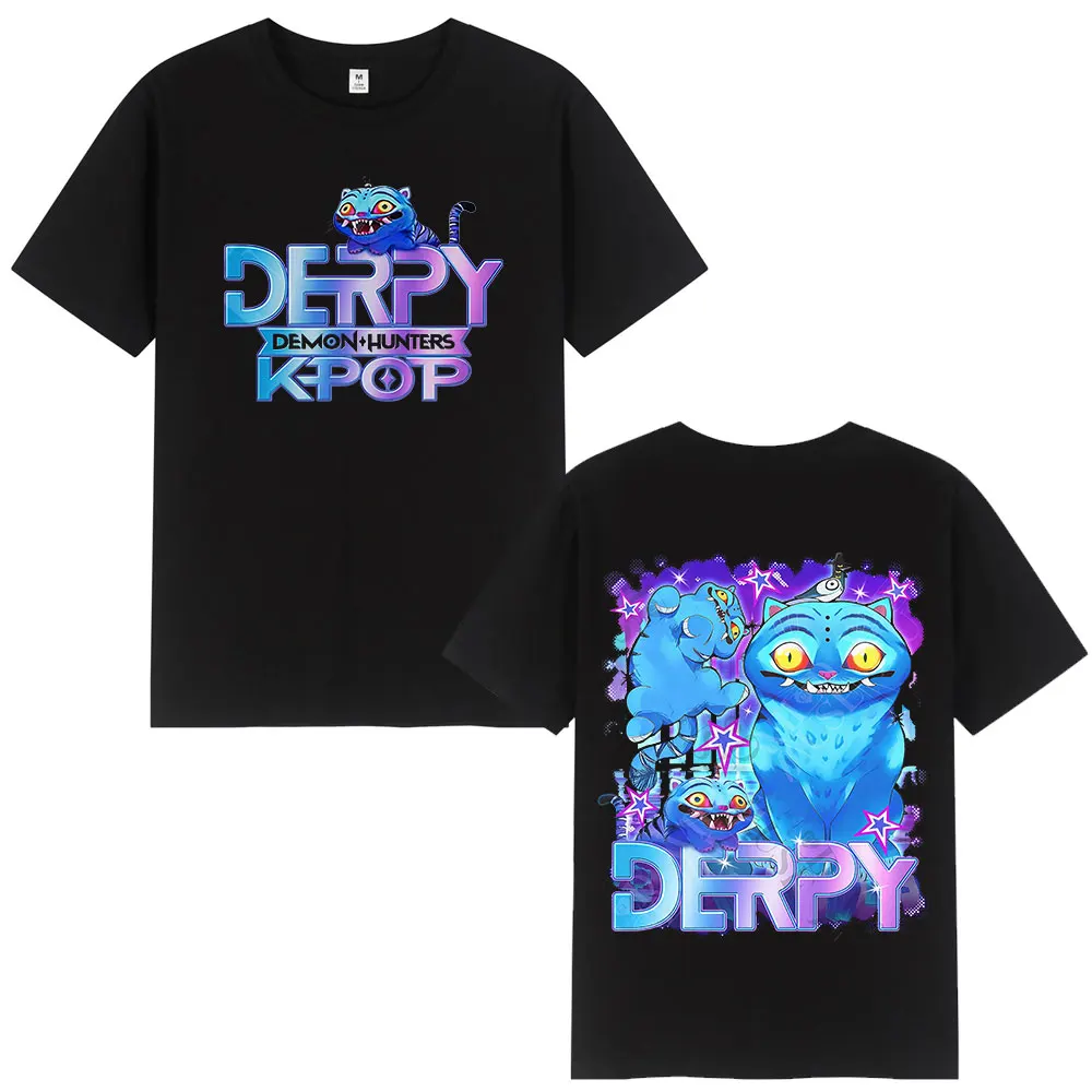 2025-26 الصيف الساخن بيع الرسوم المتحركة الجديدة KPop الشيطان هنتر تي شيرت ، رومي ميرا زوي الجرافيك تي شيرت المتضخم تي شيرت غير رسمي