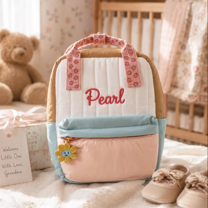 Personalized Toddler Preschool Backpack,Custom Name Flower Schoolbag for Kids,Back to School Bag,First Day of Kindergarten Gift