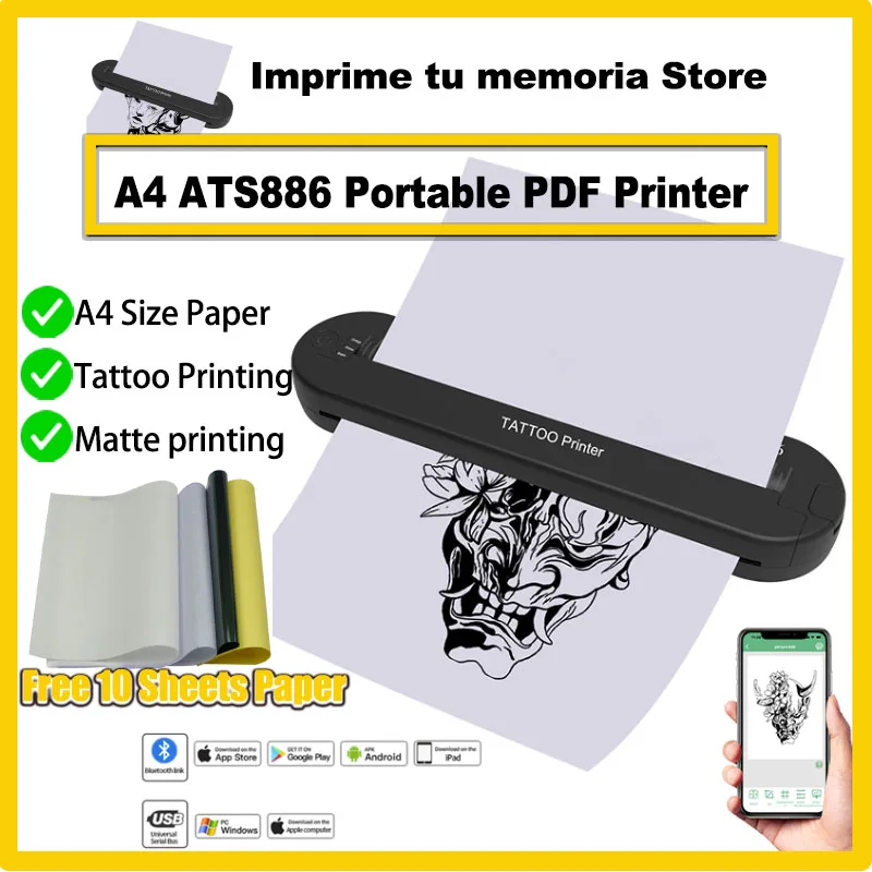 Termal Printer Machine Tattoo Stencil Printer Wireless Battery Tattoo Thermal Copier Machine Transfer Printer