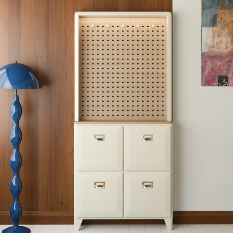 

European retro solid wood hole board shoe cabinet drawer type multi-functional locker