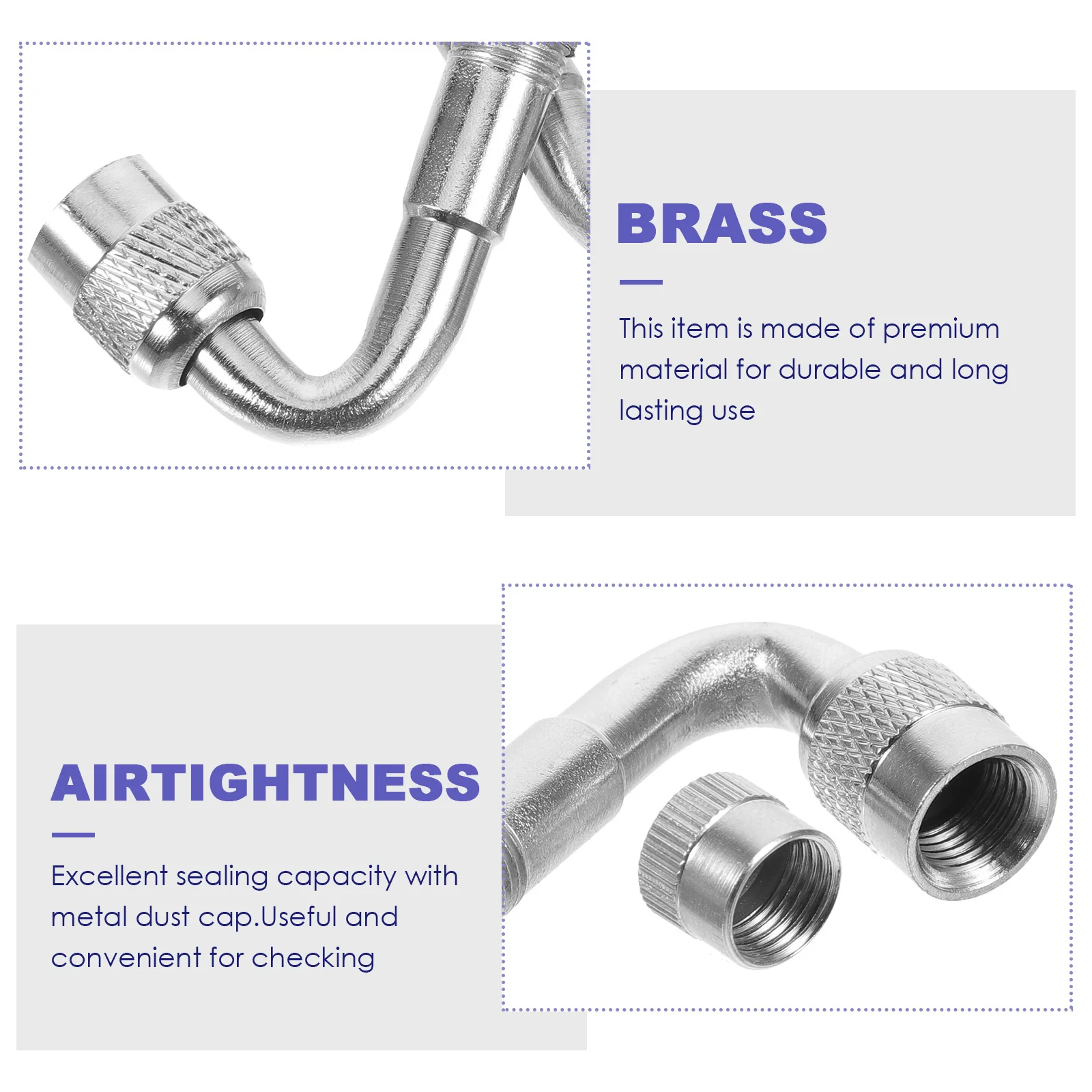 

4pcs Degree Brass Air Tyre Valve Brass Air Tyre Valve Extension Adapter For Car Truck Motorcycle Stem Metal Dust Cap