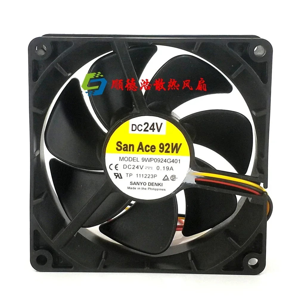 

+New 9cm for 9WP0924G401 DC 24V 0.19A 92x92x25mm 3-wire Server Cooler Fan