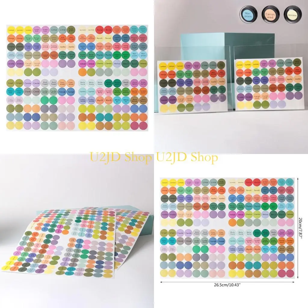 

U2JD 192 шт./лист практичные красочные бумажные наклейки этикетки для бутылок с эфирным маслом