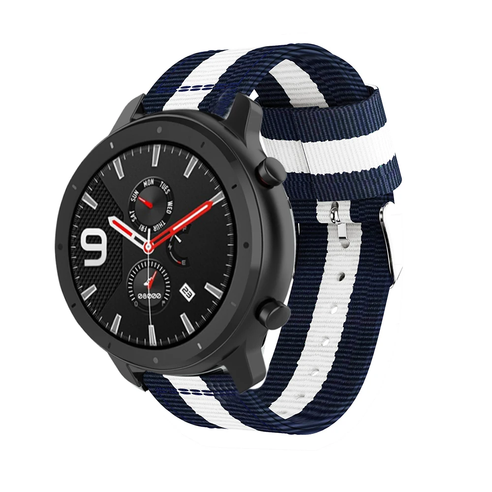 22mm Nylon Strap For Huami Amazfit GTR 47mm / GTR 2e Watchband For Huami Amazfit stratos 2 / 2S /3 Adjustable Wristband