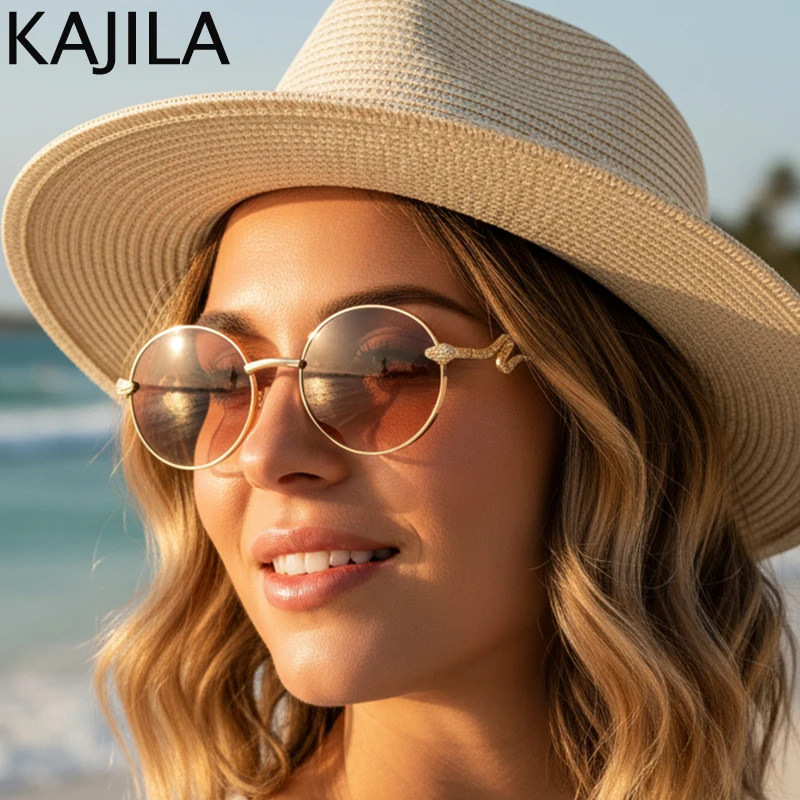 Vintage Oval Punk Sunglasses Women 2025 Luxury Brand Trendy Metal Frame Snake Sun Glasses For Ladies Retro Outdoor Shades UV400