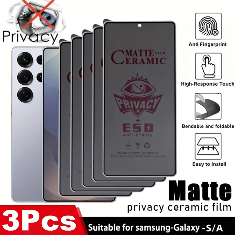 Matte Privacy Screen Protector For Samsung S25 FE S23 S24 Ultra S22 Plus A56 A16 A36 A55 A07 A26 A17 A54 A73 Soft Anti Spy Film
