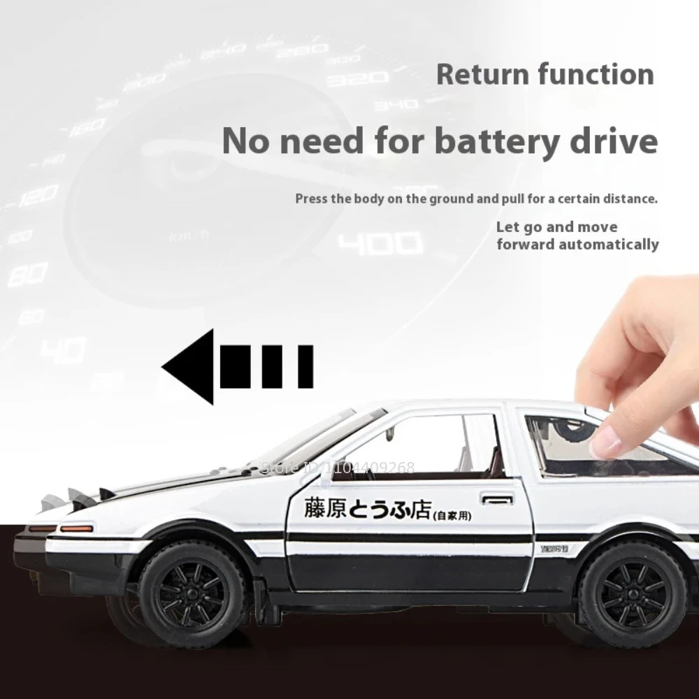 1:30 Scale เริ่มต้น D AE86 ของเล่นรถโลหะผสมยางยาง Shock Absorption ดึงกลับจําลองยานพาหนะเด็กวันเกิด...