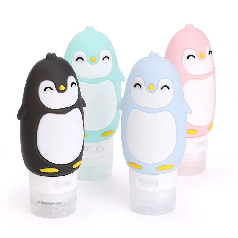 90ML New Portable Cartoon Bear Penguin Animal Silicone Travel Case Organizer Shampoo Shower Gel Lotion Storage Refillable Bottle