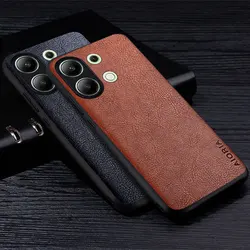 Leather Case For Poco M6 Pro 4G Premium Business Style Retro Litchi Pattern Back Cover for xiaomi m6 pro case