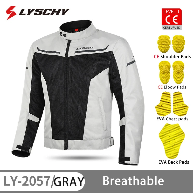 

LYSCHY Summer Men's Motorcycle Jacket Moto Protective Gear Jacket Coat Male Racing Reflective Oxford Clothing Motorbike Jacket