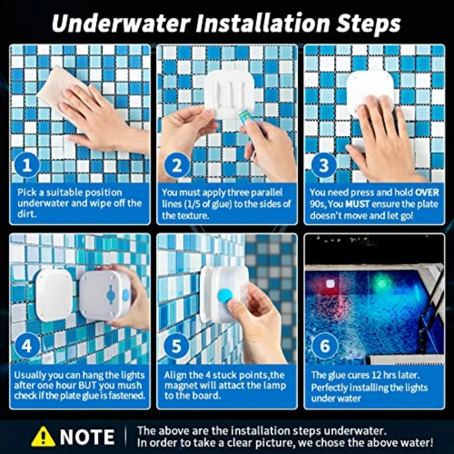 Rechargeable Submersible Pool Lights with Remote Waterproof Underwater Charging Battery Operated Controlled 6 Color Changing LE