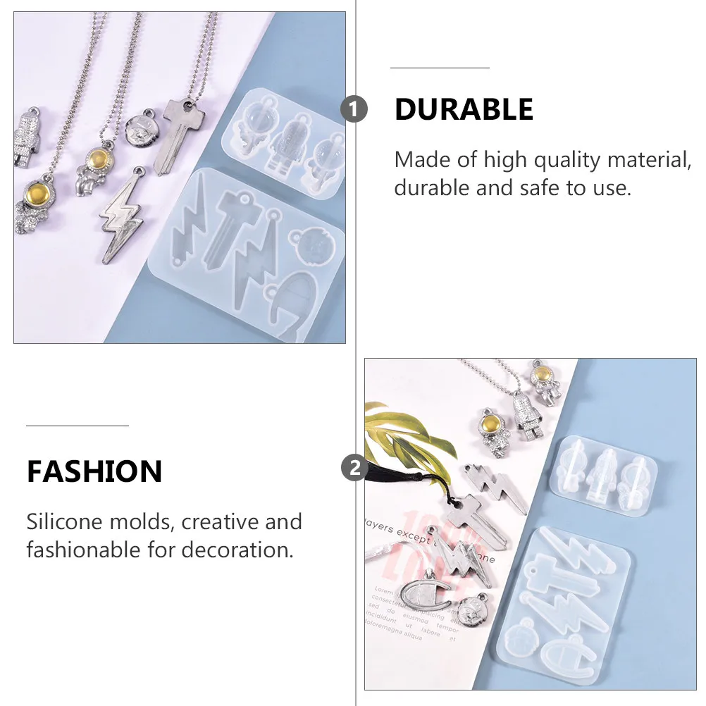 

2pcs Silicone Jewelry Casting Molds Astronaut Key Shape Pendant Making Diy Epoxy Mold Reusable Non-Stick Easy Demoulding Craft