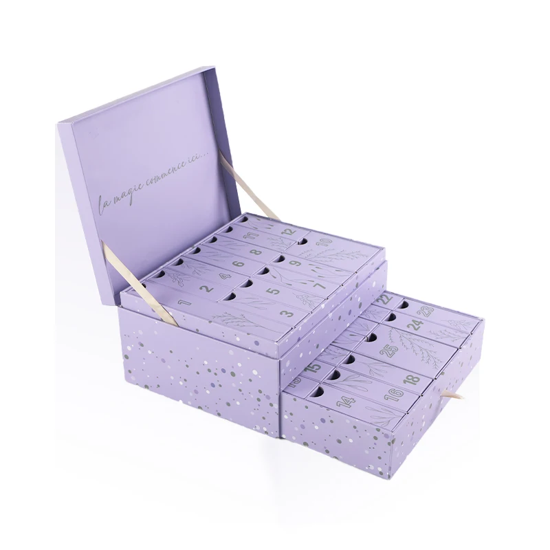 2025.New Design Double Drawer Calendar Gift Box 24 Day Cosmetics Nail Polish Packaging Advent Calendar Box With Custom logo