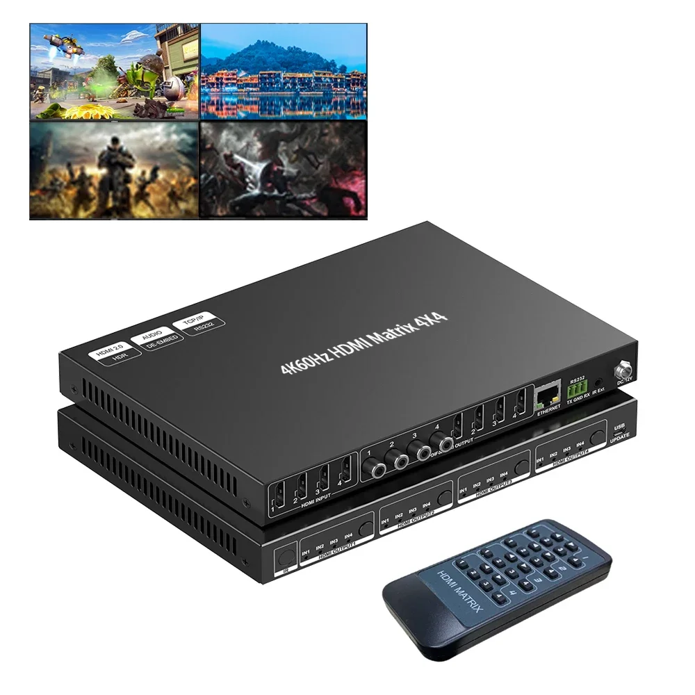 8k 4k60hz 8 In 8 Out Hdmi Matrix With Arc Processor Video Wall Splicing Processor Seamless Cat6 4x4 2.1 Sdi Hdmi Matrix Switch