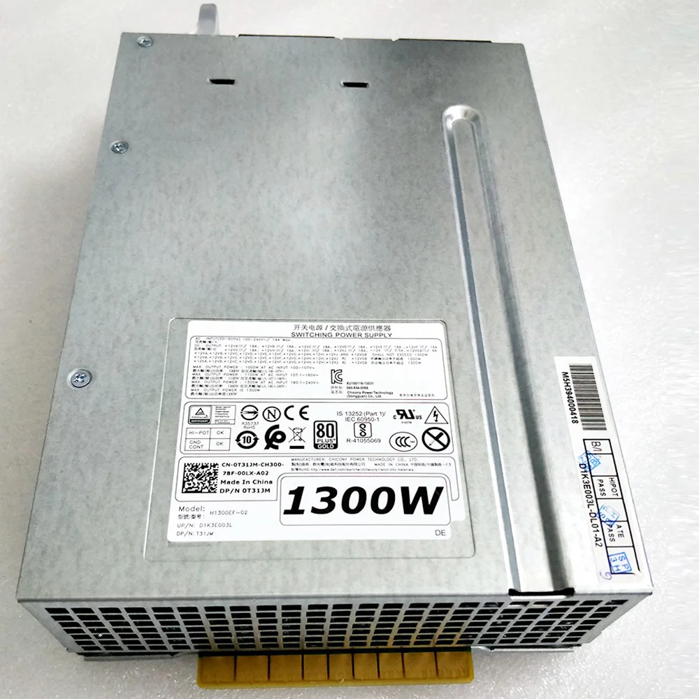 1300W For DELL T5810 T7810 T7910 Workstation Power Supply H1300EF-02 T31JM V5K16 Perfect Test