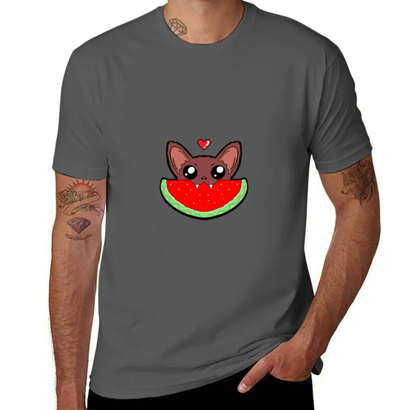 

Watermelon bat T-Shirt anime t shirts oversize t shirts for man pack cotton man t shirt graphic T-Shirt