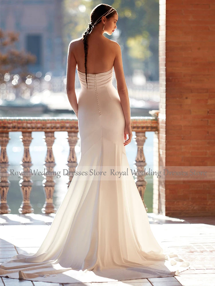 Modern Wedding Dress Mermaid Sweetheart Pleat Criss-Cross Elegant Wedding Gowns for Women 2025 Bride Button Trumpet Bridal Gown