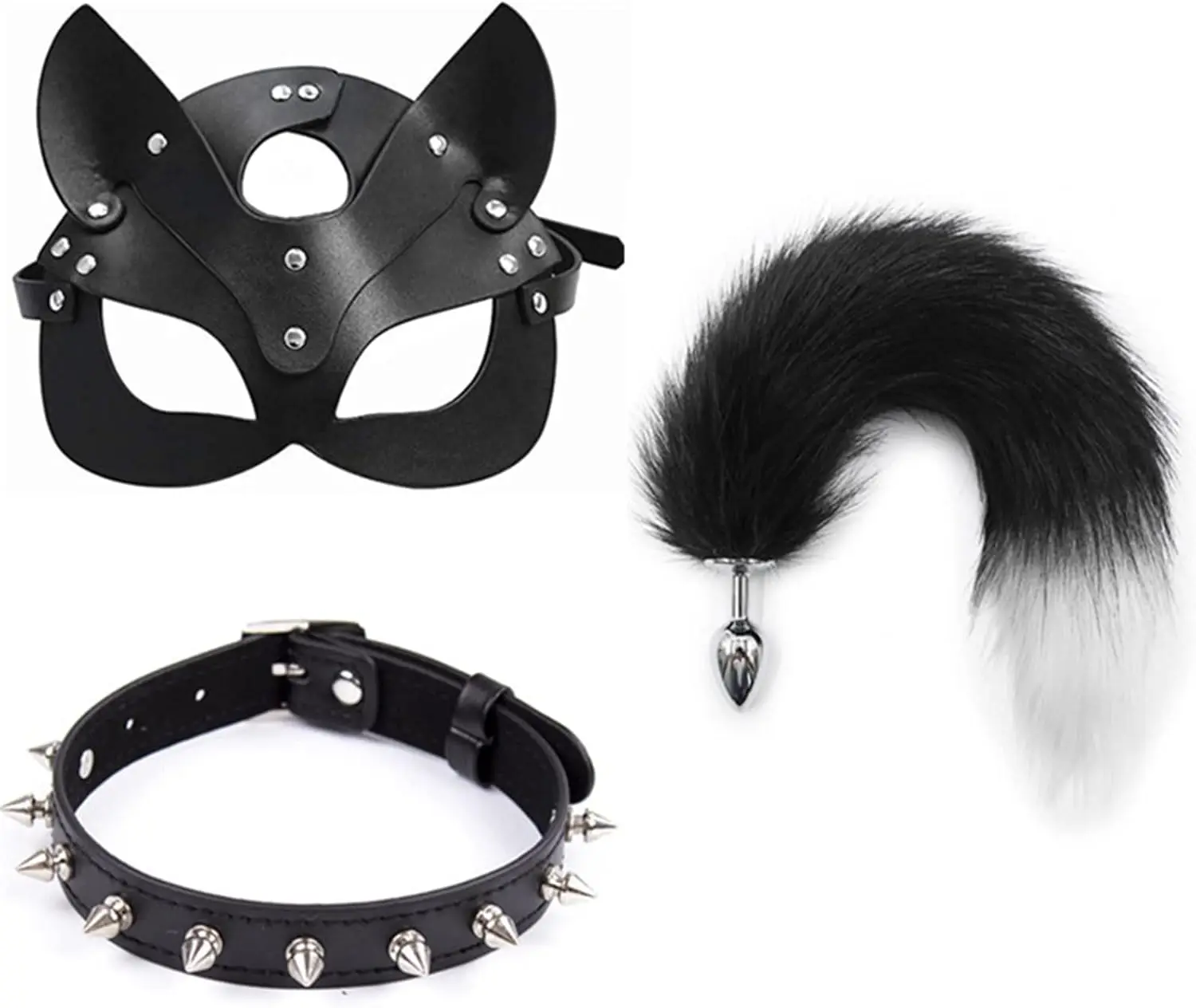 3pcs 40CM Fox Tail Anal Plug Collar Sexy Cat Mask Exotic Sex Products For Adults Games Bondage BDSM Sex Toys For Women