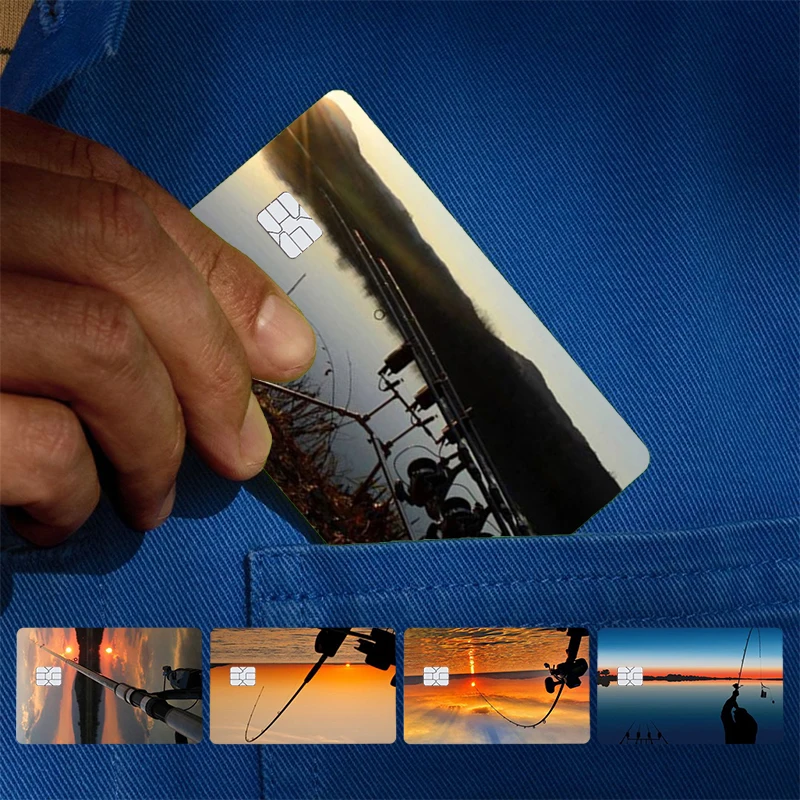 Carp Fish Fishing rod Cover Skin Sticker For Credit Card Bank Debit Bus Card Front Side
