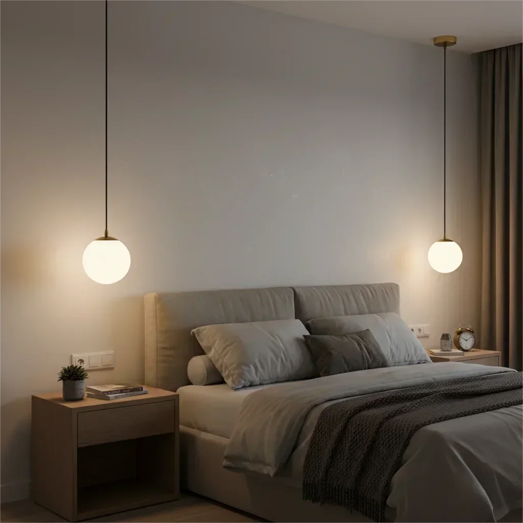 Modern PVC Ball LED Chandelier Pendant Light for Bedroom Dining Room Kitchen Island Decorative Hanging Lamp Bedside Fixtures