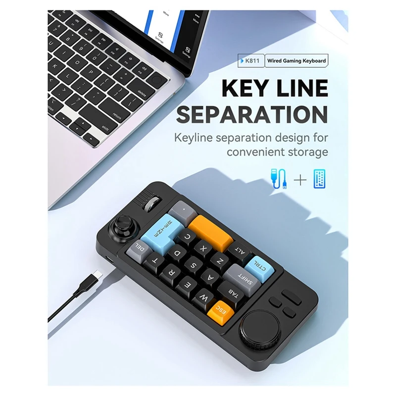 19-Key Macro-Defined Joystick Dual-Wheel RGB Hot-Swappable Macro-Defined Wired Mechanical Gaming Keyboard for Win10 A-A79U view 5