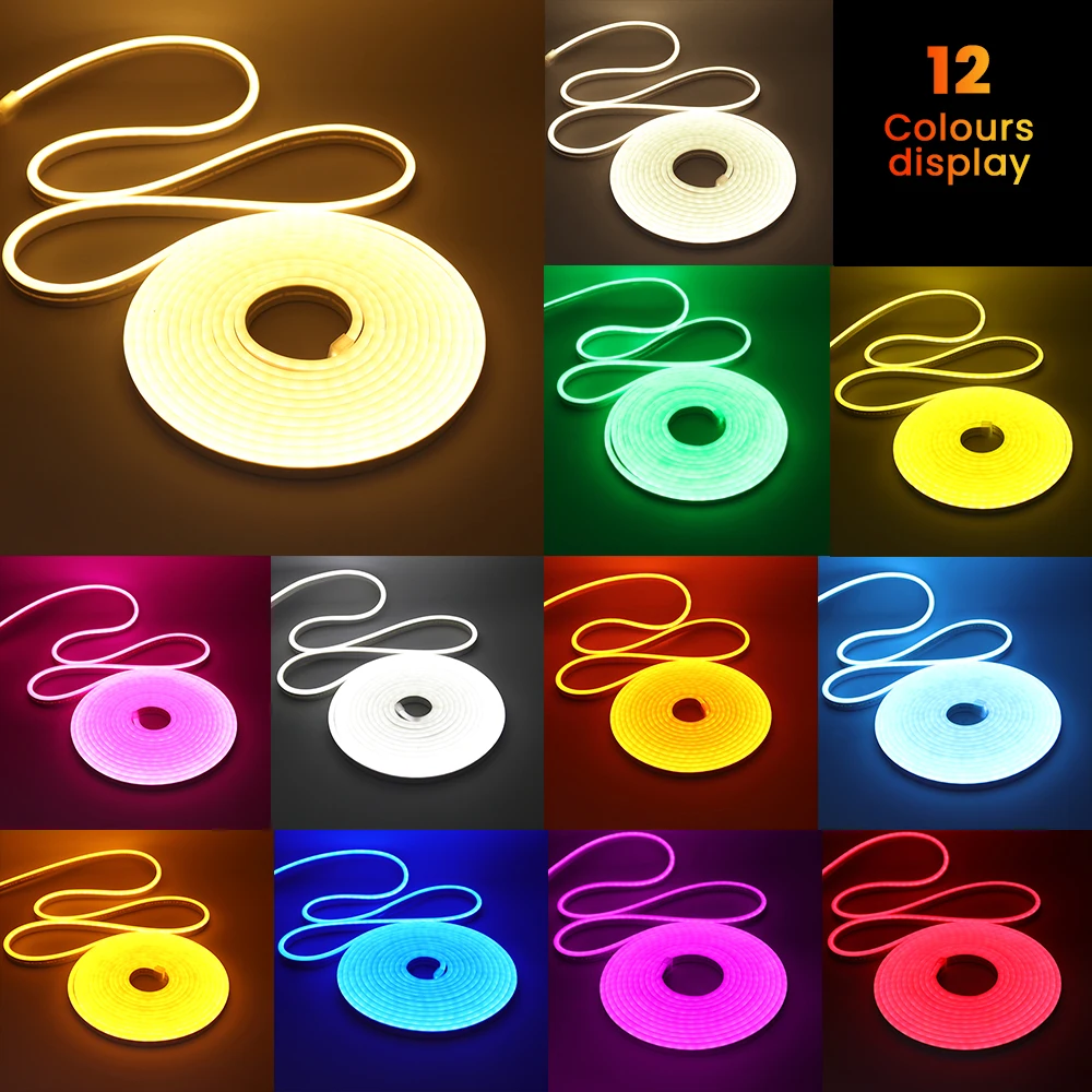 Neon LED Strip Light 24V 2835 120LEDs/m Waterproof 0.5M 5M 10M 15M 20M Flexible Neon Tape Silicone Tube LED Ribbon 10 Colors