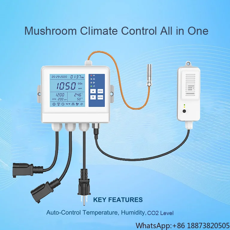 Customized TUYA WIFI APP EU/US/AU plug mushroom farm growing CO2 levels temperature humidity control digital co2 controller