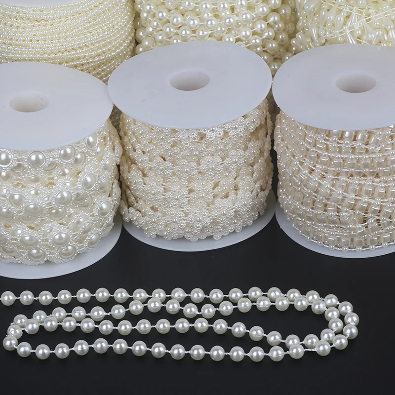 3/4/5/6/8/10mm ABS pearl chain double row connecting bead wedding dress bead chain half round bead chain DIY jewelry accessories