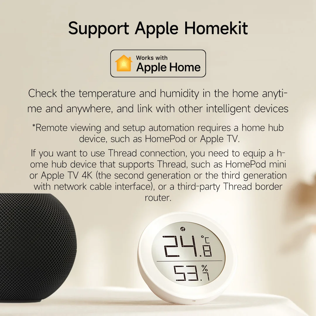 Qingping Innentemperatur- und Feuchtigkeitsmonitor T-Version Thread/BLE Hochpräzises E-Link INK Thermometer Kompatibel mit Apple HomeKit – Detail 6