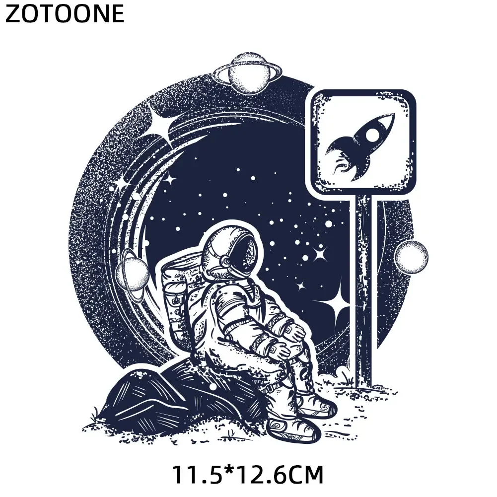 ZOTOONE Iron on Patches Space Astronaut Patch for Clothes DIY Heat Transfer Printed Stickers Clothing Embroidery Applique D