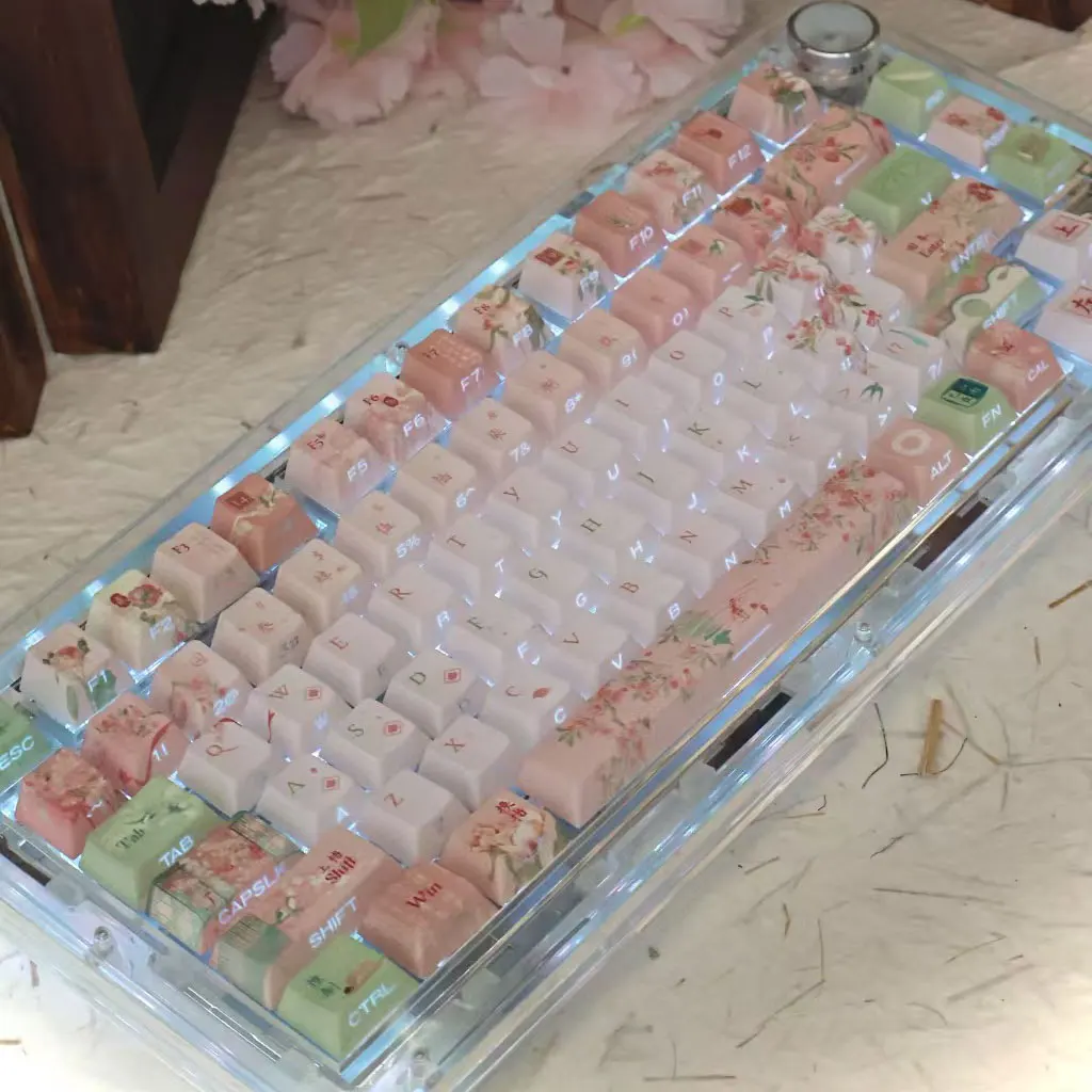 120 Keys Theme Keycaps Alice Layout Key Cap PBT Cherry/MOA Profile Custom Original Keycap for Mechanical Keyboard