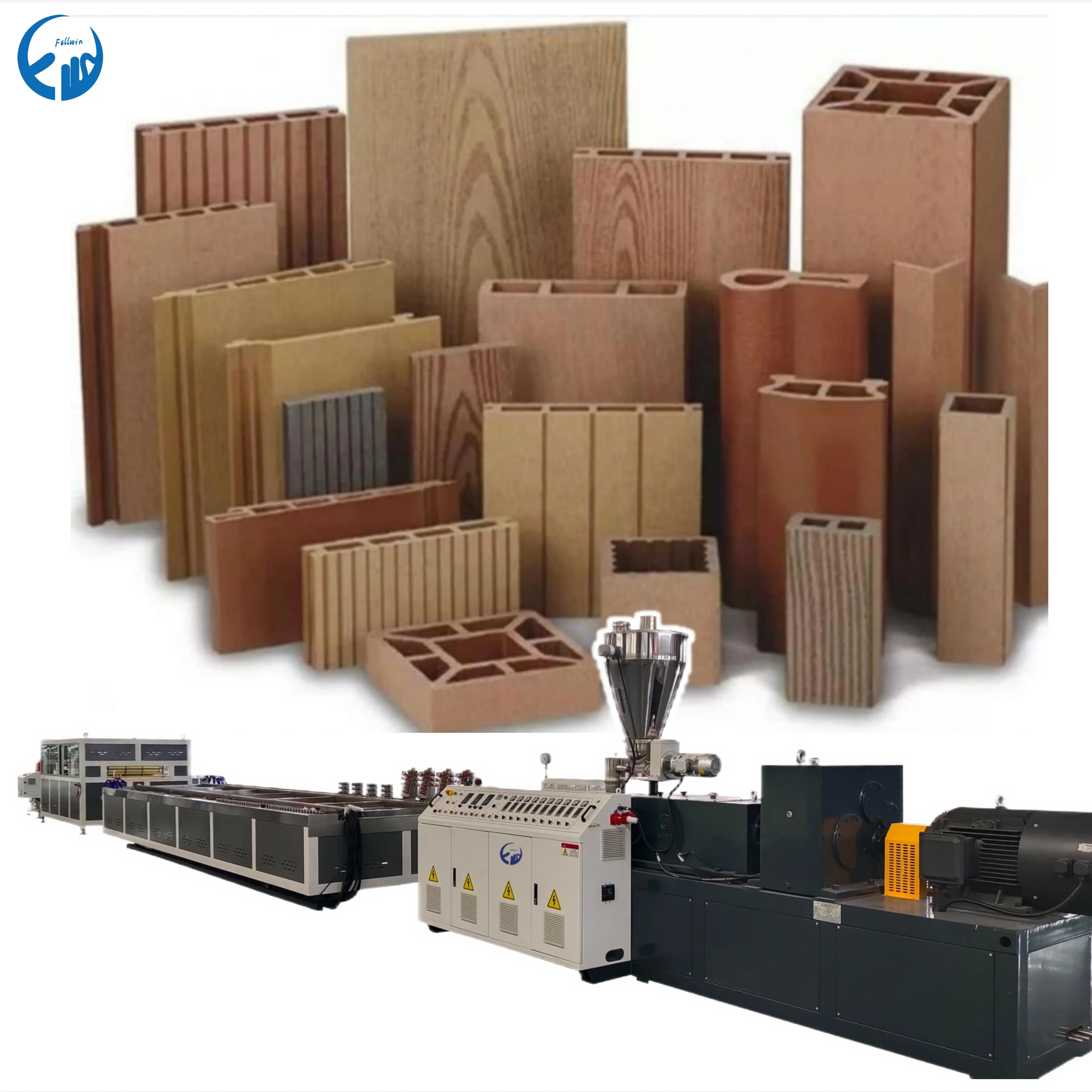 PE WPC Wood Board Extruder Machine Machinery Production Line Such Screw Pump Motor  PLC Wood-Plastic PP Profile