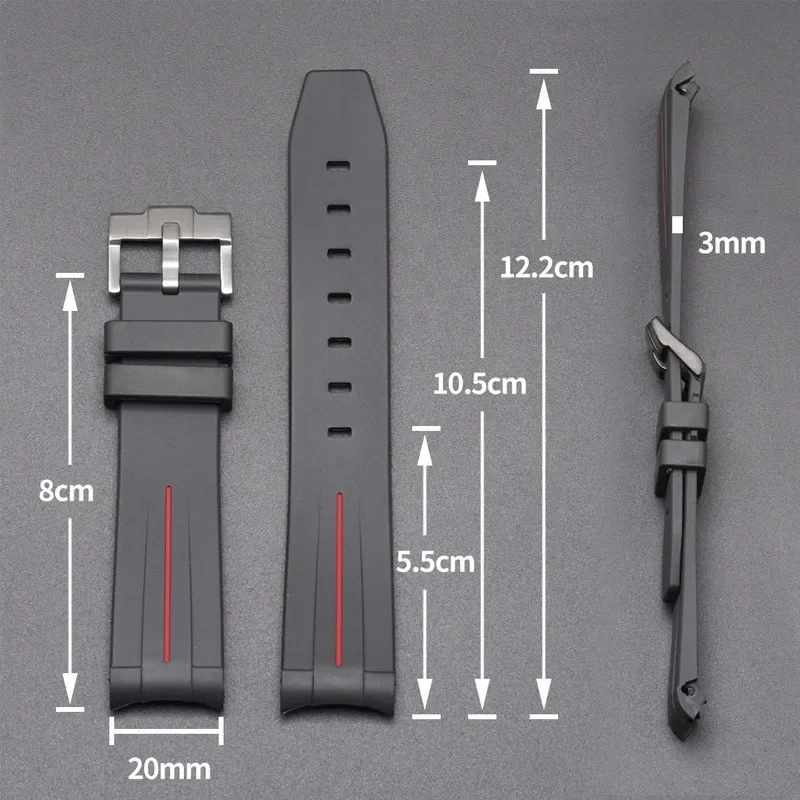 Curved Interface Rubber Strap Suitable for MoonSwatch 20mm Men Women Waterproof Sports Watch Bracelet