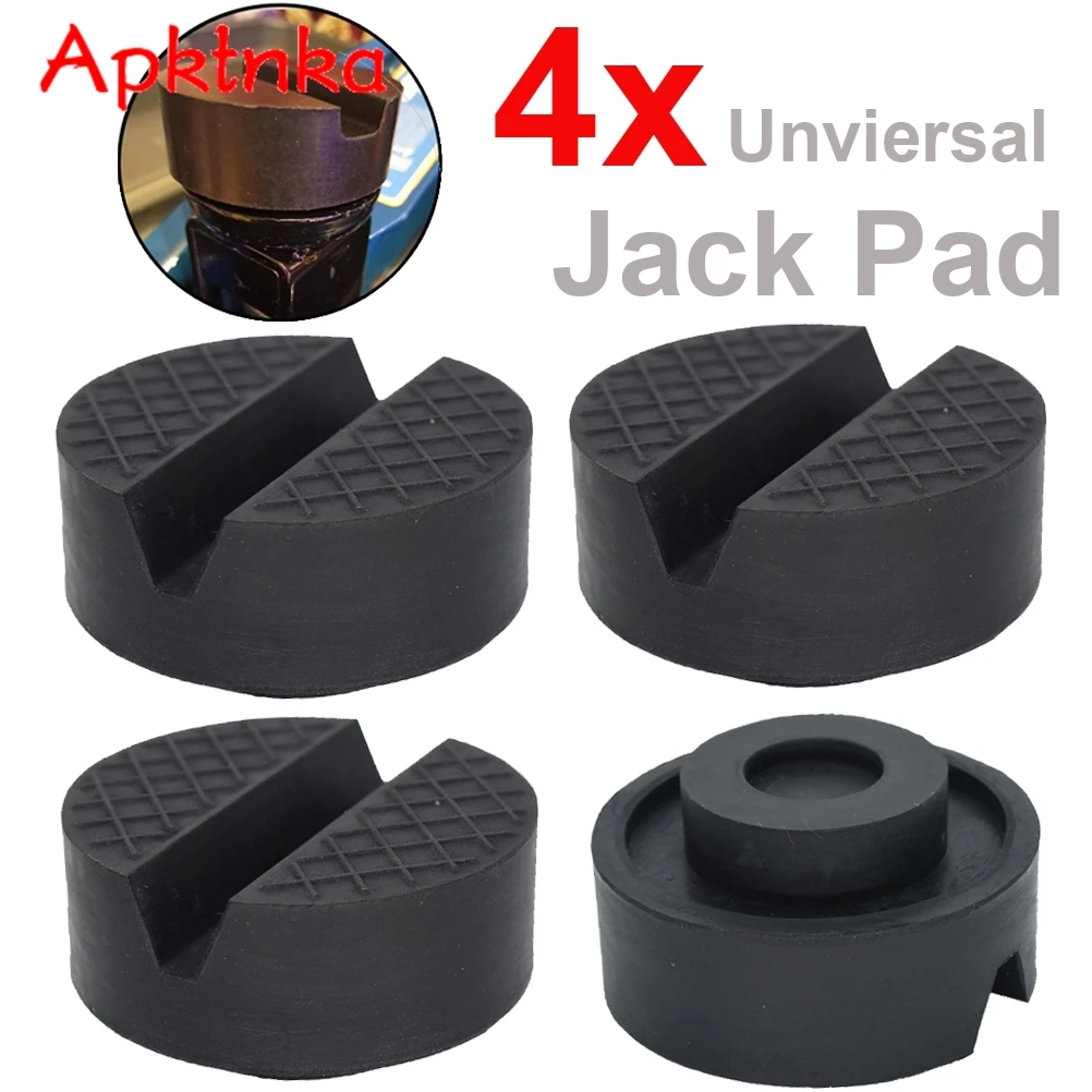 

4Pcs Car Lift Jack Stand Rubber Pads Rubber Slotted Floor Jack Pad Frame Rail Adapter For BMW Audi Benz Skoda Ford Toyota Black