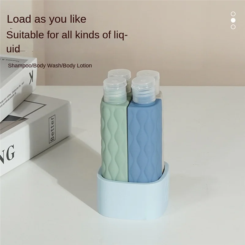 4-teiliges tragbares auslaufsicheres Silikonflaschen-Set – nachfüllbare, zusammendrückbare Flüssigkeitsbehälter für Lotion-A77G