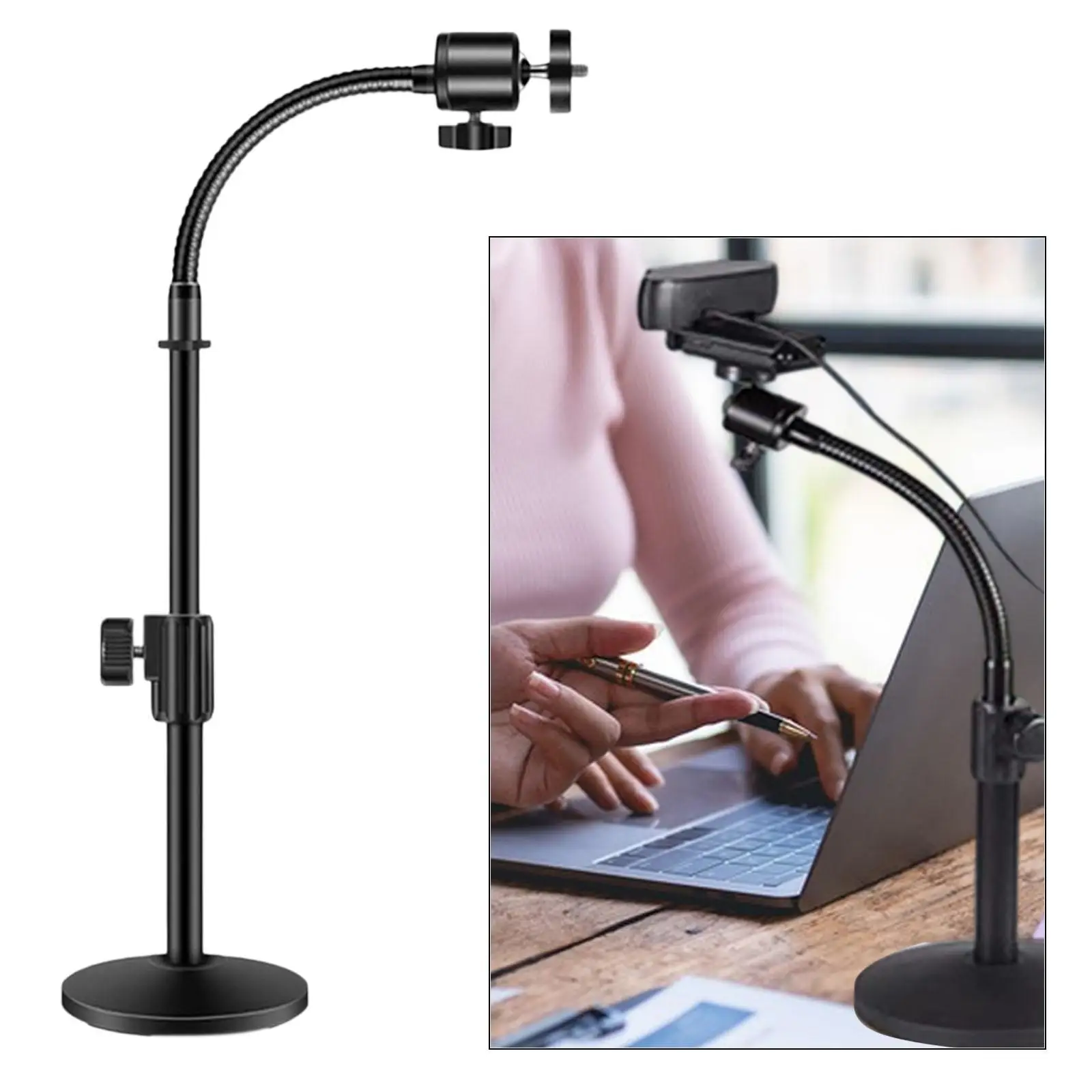 

Tablet Stand Adjustable Knob Portable 360 Degree Rotation Camera Stand Holder for Live Streaming Online Teaching Conferencing
