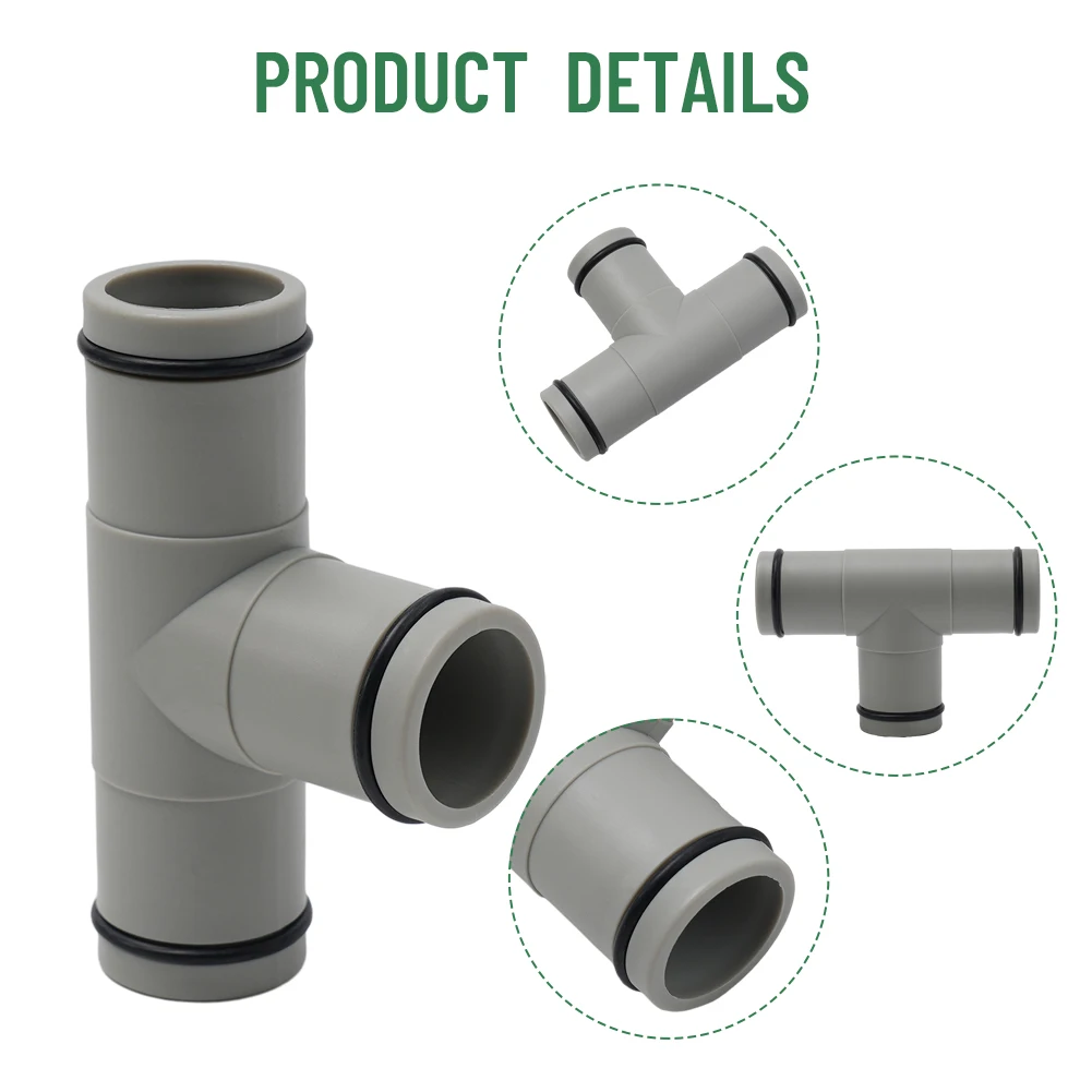 Hose Connector Hose Adapter 1.25in Tee T-joint Hose Adapter Replacement T Type UV Resistance With Rubber O-rings