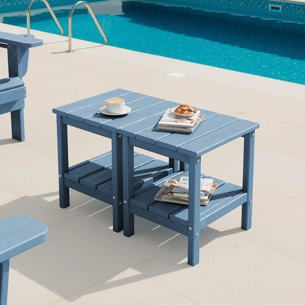 

Double-layer Outdoor Side Table Set (2 Pieces), Rectangular Adirondack Side Table, Customizable