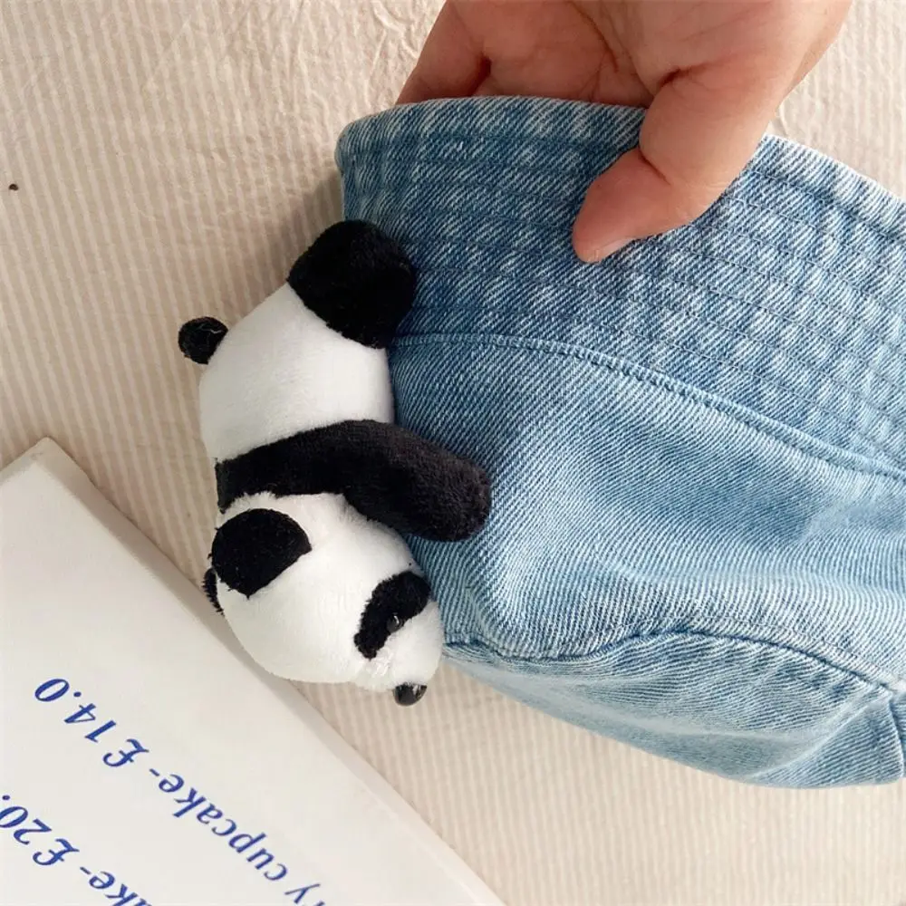 Breathable Panda Children Sun Visor Hat Cowboy Korean Style Bucket Cap Solid Color Wide Brim Baby Fisherman Hat Camping