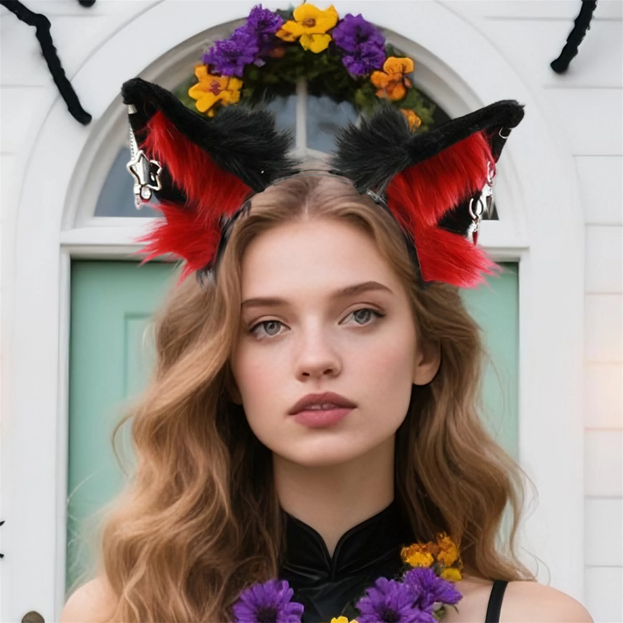 Bandeau en corne de licorne pour enfants, avec oreilles et fleurs scintillantes, pour déguisement magique d'halloween, déguisement de fête et Cosplay