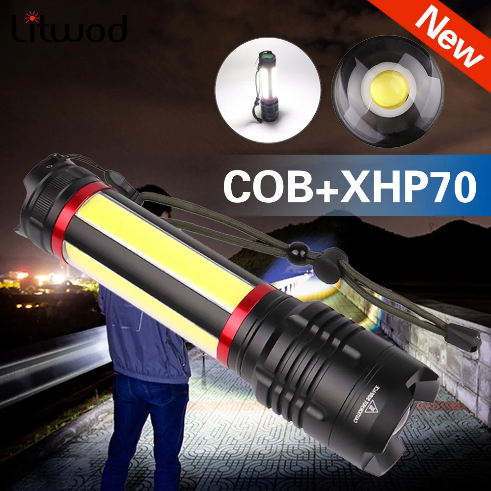 

XHP70 built in battery Camping led flashlight usb charging Stretch zoom Powerful rechargeable power bank flashlight torch