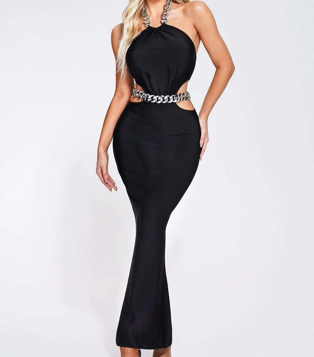 

Fashion halter neck beaded dress evening gown club party wear women's sexy-GZXX1500